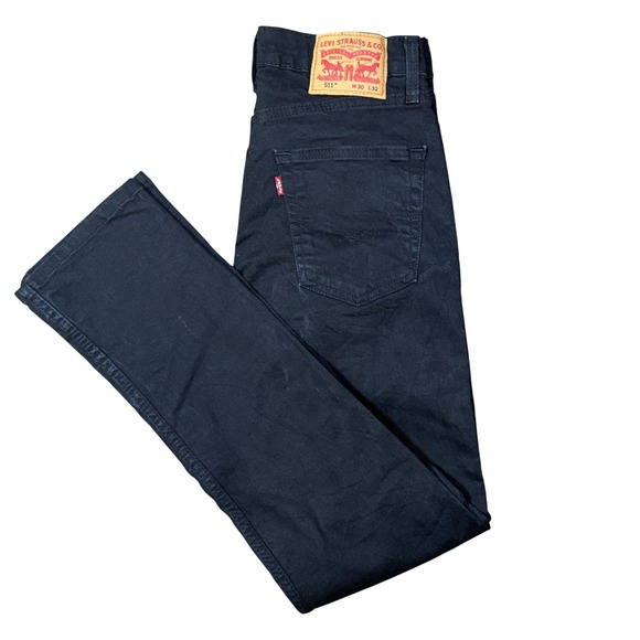 Levis 511 Slim Fit Black Denim Jeans Modern‎ Style Mens W30 L32 - Picture 1 of 9